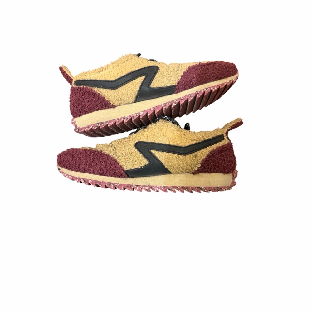 rag & bone Kids Tan and Burgundy Sherpa Lace-Up Sneakers - Picture 3 of 6